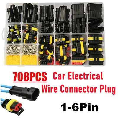 43 Set 708Pc Waterproof Car Auto Electrical Wire Connector Plug Kit 1-6 Pin Way • $11.72