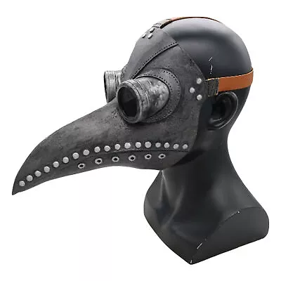 (Black Beak)Couvre-visage Halloween Plague Doctor Bird Face Cover With Long N DT • $18.85