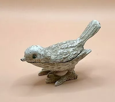 Vintage FLORENZA Cast Metal Green Rhinestone Eyed Bird Trinket Box • $28