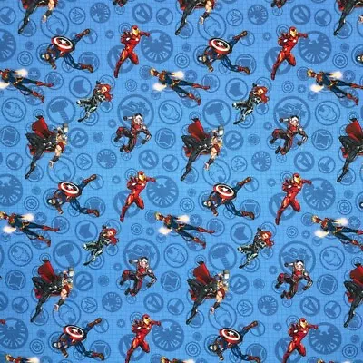 100% Cotton Fabric Digital Marvel Avengers Captain America Iron Man 140cm Wide • £1.50
