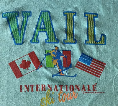 $7.99 • Buy Vintage Skiing Vail Ski Tour CO 80s 80’s Green Tee Shirt VTG Large Single Stitch