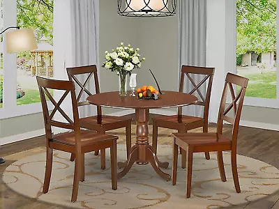 DLBO5-MAH-W 5-Piece Dining Table Set - 4 Dining Room Chairs With Wooden Seat - A • $555.93