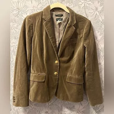 J Crew Brown Schoolboy Blazer Size 2 Cotton Poly Suede Look • $41