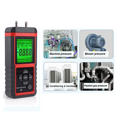 Digital Manometer W/ LCD Display Dual Port Air Pressure Meter Gauge Gas Tester • $38.49