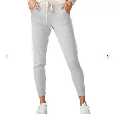 $55 • Buy Monrow Sport Colorblock Sweatpant Jogger In Bone Grey And White Size Xs