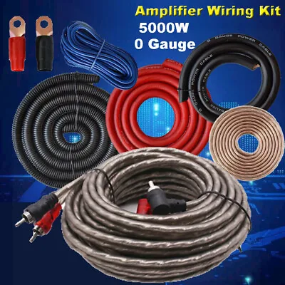 5000W Car Amplifier Wiring Kit 0 Gauge Audio Subwoofer RCA Power Cable Wire Fuse • £16.69