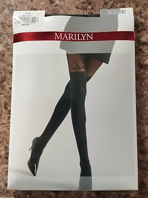 Marilyn Zazu Z01 Faux Mock Over Knee Stocking Black Tights Love 20/60 Denier • $11.18