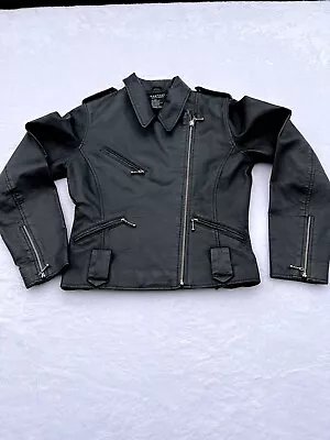 Rampage Leather Motorcycle Moto Jacket Black Womens Medium Zip Up • $49.95