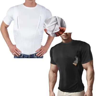 Explosive Man's T-shirt Concealed Hidden Holster Tactical Invisible Carry Tops • $16.99