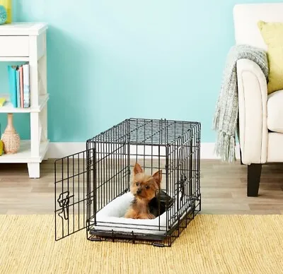 Dog Crate Kennel 22 X 14 X 16 Folding Metal Cage 2 Door Tray Pan And Mat Bed • $18.99