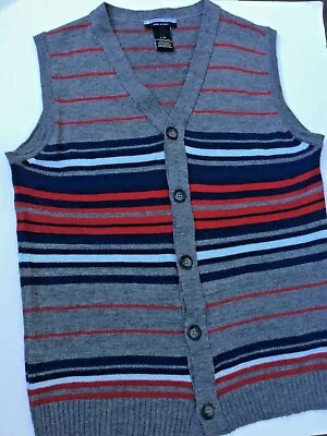 Marco Fiori Grey Striped Woolen Button Front Vest  S L Made In Italy 🇮🇹  • $15.99