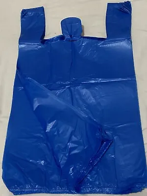 Bags 1/6 Large 21 X 6.5 X 11.5 Blue Unprinted T-Shirt Plastic Grocery Shopping • $8.99