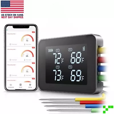 Bluetooth 4 Probe Meat Thermometer Wireless Roast BBQ Turkey Kitchen Cooking • $13.45