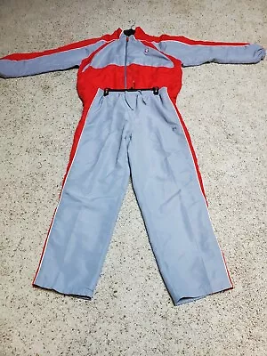 Wilson Mens Track/tennis Suit Lined Warmup Sz L Jacket & Pants Red/gray Vgc • $37