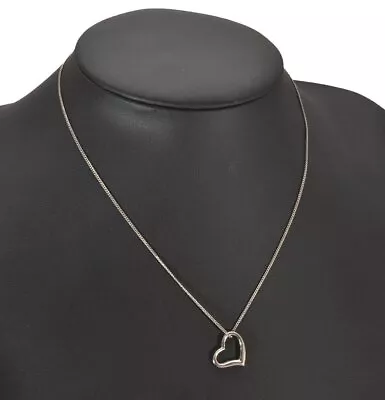 Auth TIFFANY & Co. Elsa Peretti Open Heart Pendant Necklace Silver Box 8311I • $190