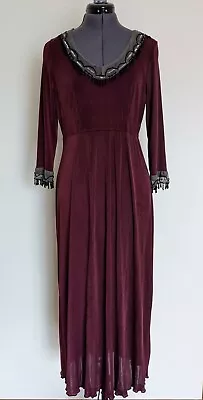 Scanlan & Theodore Womens Maxi Dress Gown Medieval Gothic Style Beaded Sz 10 12 • £90.87