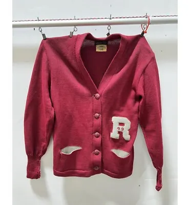 ORIGINAL Vtg 1949 RUTGERS SCARLET KNIGHTS NCAA COLLEGE Small LETTER Sweater NICE • $75