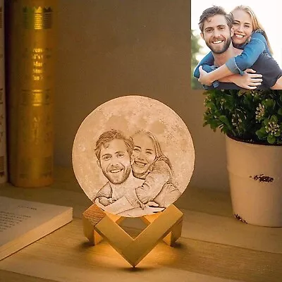 Personalised 3D Moon Lamp Custom Photo LED Night Light 16 Colours Birthday Gift • $69.99
