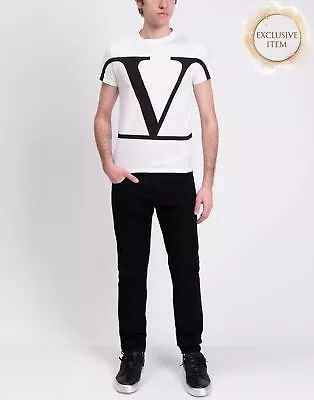 RRP €385 VALENTINO T-Shirt Size XS V Logo Short Sleeve Crew Neck Made In Italy • £7.50