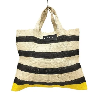 Auth MARNI - Beige Black Dark Yellow Hemp Tote Bag • $146