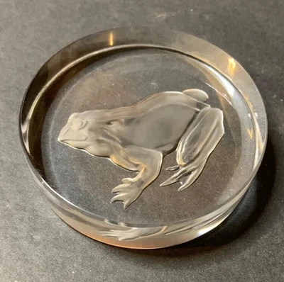 $20 • Buy Val St. Lambert Crystal Intaglio Signed Frog Paperweight 4  X 1 