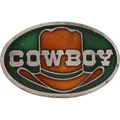 Cowboy 10 Gallon Big Hat Rodeo Western Rancher Texas 1970s Vintage Belt Buckle • $30