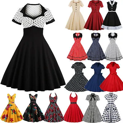 $24.26 • Buy Women Vintage 50s Rockabilly Evening Party Swing Formal A-Line Dress Plus Size