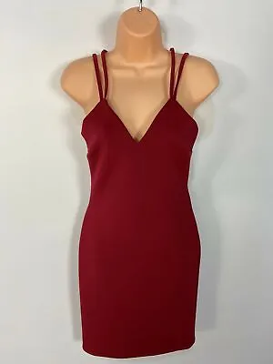 £12.49 • Buy Bnwt Womens Wal G Uk 10 Red Wine Strappy Cross Back V Neck Party Bodycon Dress