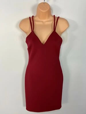 £12.49 • Buy Bnwt Womens Wal G Uk 10 Red Wine Strappy Cross Back V Neck Party Bodycon Dress