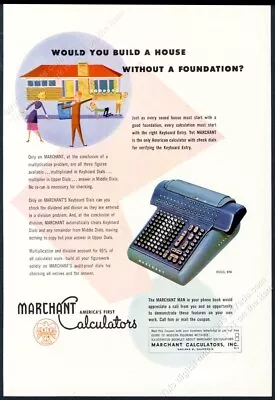 1952 Marchant Calculator Photo Classic 50s Modern House Art Vintage Ad • $9.99