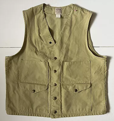 VTG - FILSON - Men's Vintage Tin Cloth Khaki Tan Hunting Vest - Size 44 • $109.99