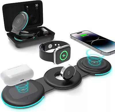 Wireless Charger 3 In 1 Wireless Charger Station IPhone Apple Watch AirPod Pro • £19.49