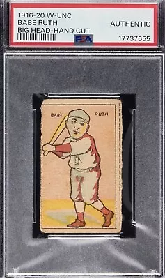 1916-20 W-UNC Big Heads Babe Ruth “Rookie” PSA Authentic “Ultra Low Pop”  • $19900