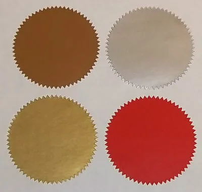 Red Gold Silver Bronze Company Legal / Notary Starburst Wafer Certificate Seals • £3.07