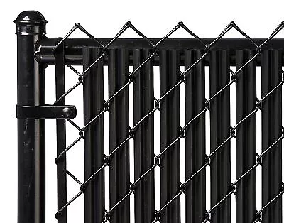 Chain Link Black Single Wall Ridged™ Privacy Slat For 5ft High Fence Bottom Lock • $64