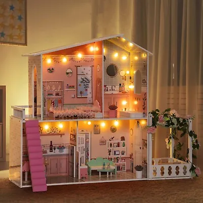 ROBUD 1:6 3D Wooden Doll Dream House With Light LED Spring Garden Girl Xmas Gift • £109.99