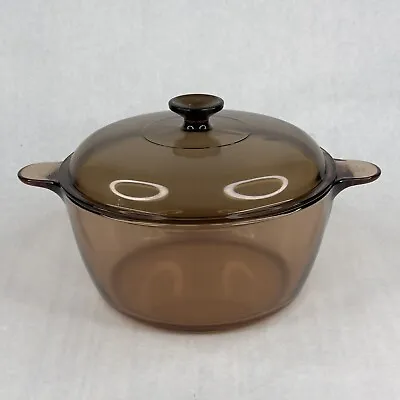 Corning Visions Pyrex Amber Cookware 4.5 L / 5 QT Dutch Oven Pot & Lid USA • $39.96