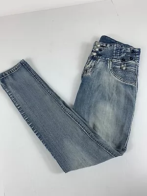 Gogo Star Jeans Co Womans Size 9 Rhinestone Skinny Blue Jeans Pants -J-110 • $24.90