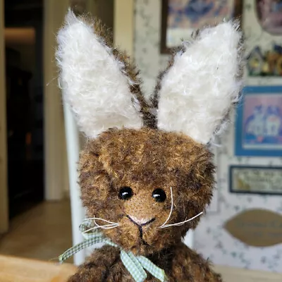 Brown Mohair Teddy Bear Artist Bunny Rabbit Daphne Blau Back Road Bears 10in EUC • $39.99