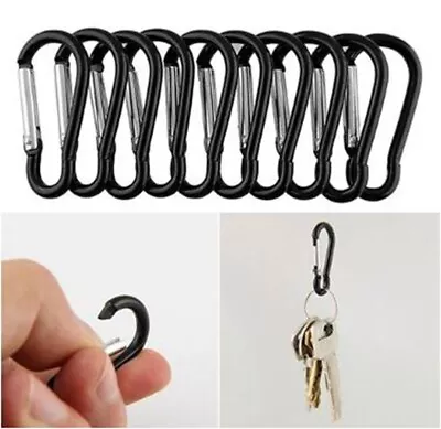 10 Mini(Black) Carabiners Camping Spring Clip Hook Keychain Key Ring Hiking A597 • $7.50