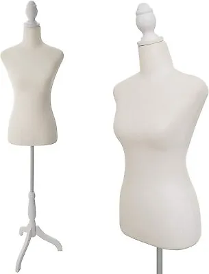 Female Mannequin Torso Dress Form W/Adjustable Tripod Stand Base Style (Beige) • $44.99