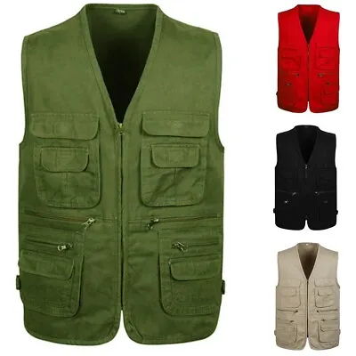 £22.45 • Buy Mens Work Gilet Tool Vest Workwear Bodywarmer Multi Pocket Vest Jacket Waistcoat