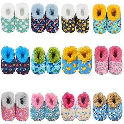 SLUMBIES - Printed Designs - Kids Baby Soft Slippers Socks - Non-Slip Grip • $18.95