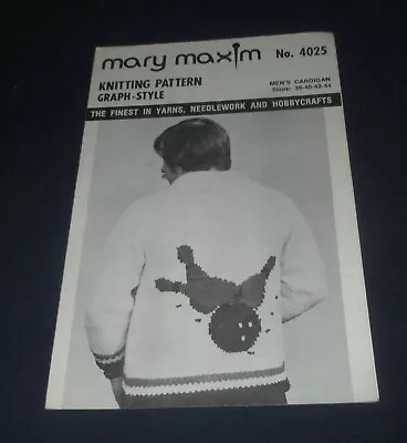 Mary Maxim Vintage Graph-Style Knitting Pattern No.4025 Men's Cardigan • $3.53