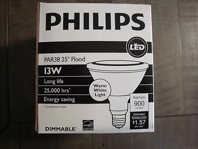 PHILIPS 454728 Dimmable Wrm White LED 120V 13PAR38/F25 2700 DIM AF Flood NEW • $14.99