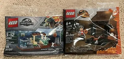 LEGO 30382 & 30390 Jurassic World Baby Velociraptor Playpen Dinosaur Market Lot • $11.99