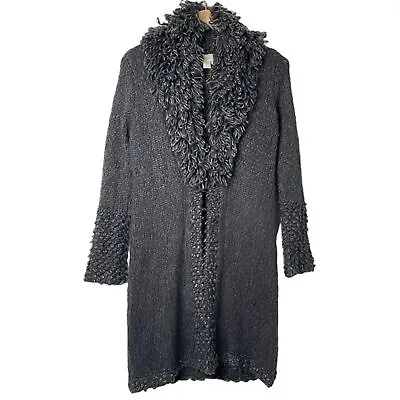 Chico's Loop Collar Cardigan Fringed Sweater Wool Blend Sweater Coat Sz 4 • £14.37