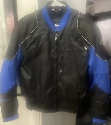 Men’s FULMER Motorcycle Black & Blue Mesh Jacket Zip Out Lining Body Armor Large • $129.99