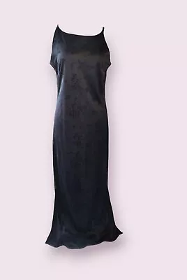 Y2K 90's Gothic Black Floral Burnout Velvet Sleeveless Maxi Slip Dress 11/12 • $40