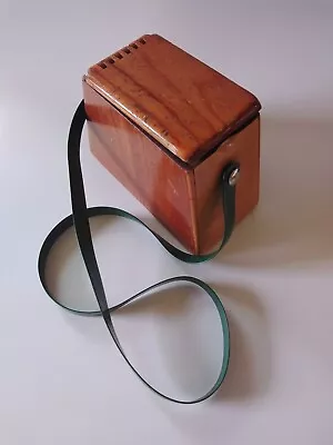 Vintage Wooden Purse With Hinged Lid And Shoulder Strap • $14.95